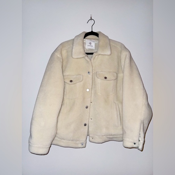 Anine Bing shearling oversized jacket ivory small teddy shacket - Picture 4 of 15